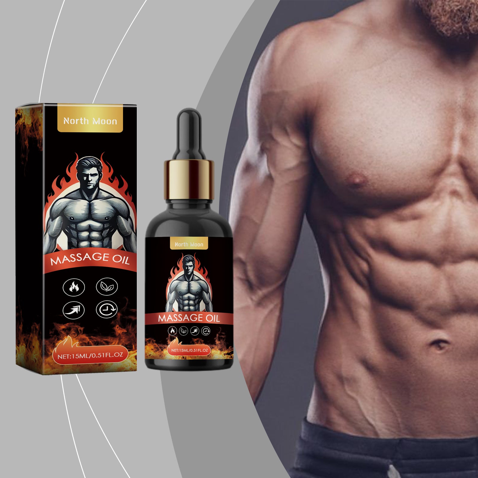 North Moon Men's Massage Oil Men's Body Moisturizes Skin Topical Body Care Massage Oil