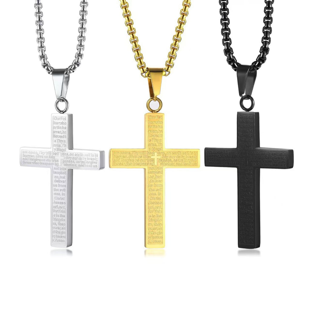 Scripture Cross Pendant Necklace for Men – Meaningful Faith Gift