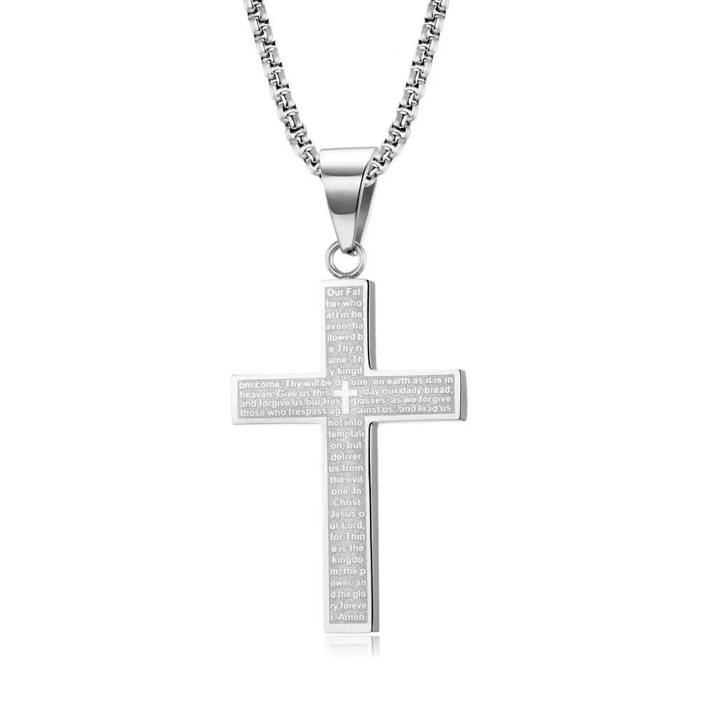 Scripture Cross Pendant Necklace for Men – Meaningful Faith Gift