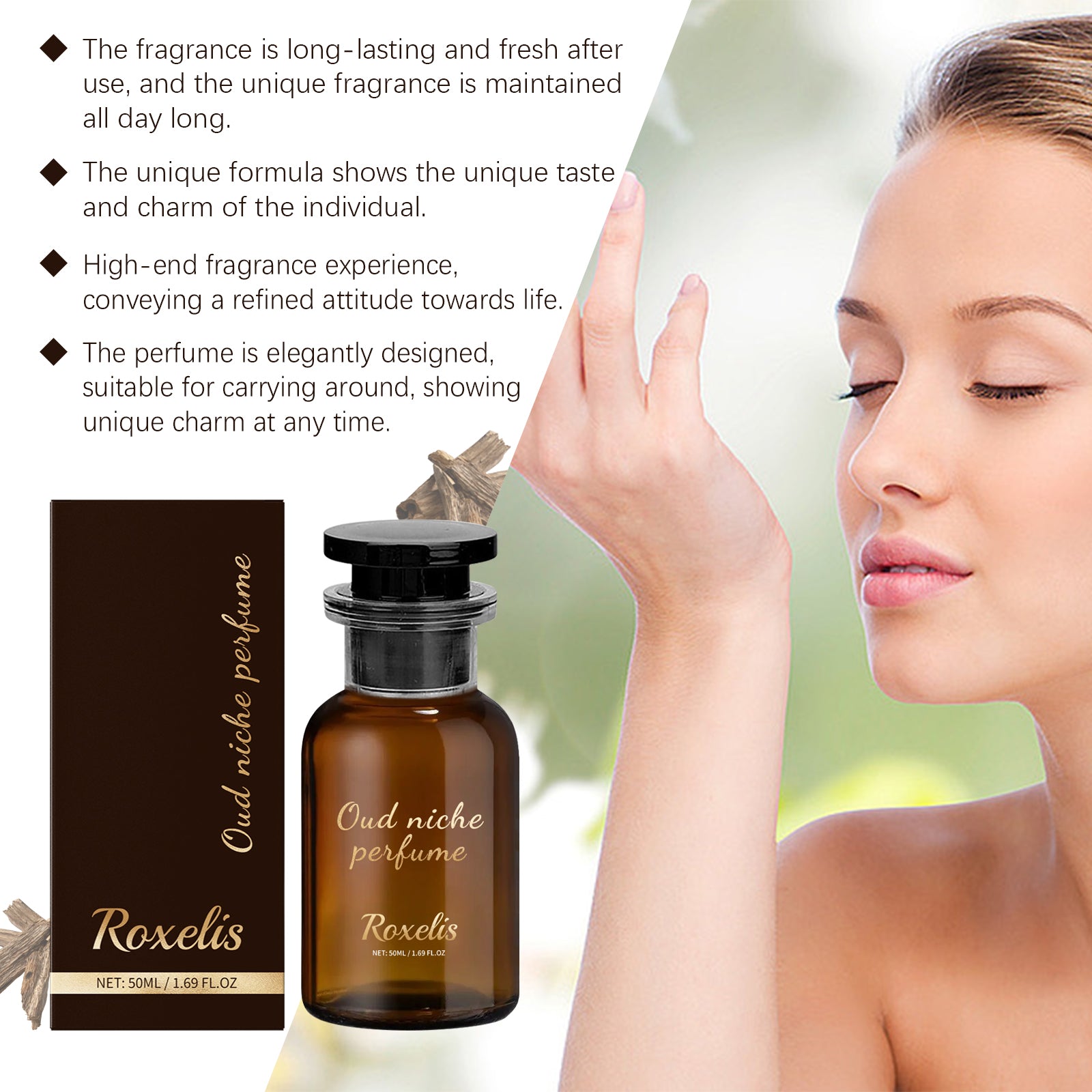 Roxelis Black Wood Niche Perfume for Men – Premium Dark Fragrance Gift
