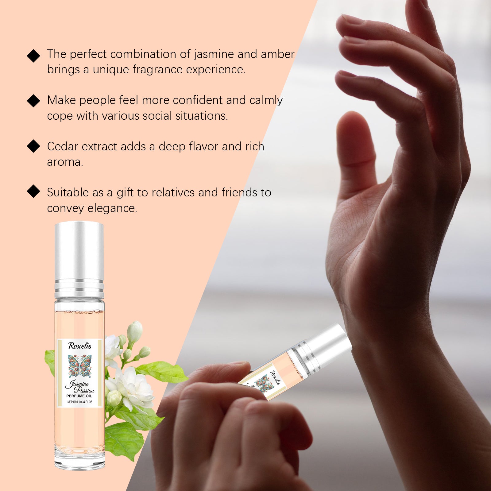 Roxelis Roll-On Jasmine Perfume – Charming Pheromone Fragrance Gift