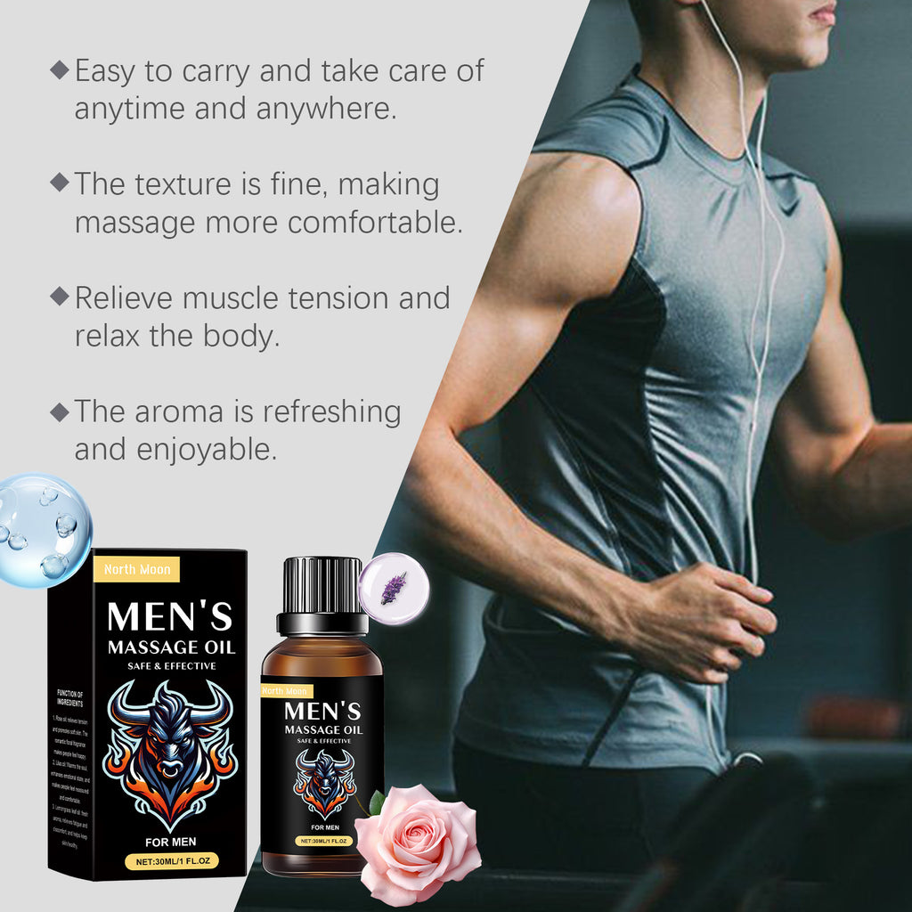 North Moon Men's Massage Oil Men's Body Moisturizing Topical Massage Skin Care Essential Oil